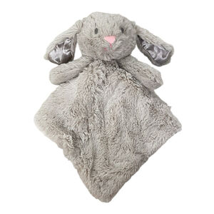 Kellytoy Bunny Rabbit Plush Rattle Lovey Security Blanket Satin Ears Gray 14"